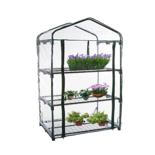 2-vånings växthus vattentät PVC-ersättningsöverdrag transparent 69 x 49 x 92 cm (endast överdrag)（3）