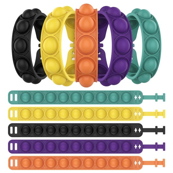 Deratization Pioneer Bracelet Bubble Puzzle Decompression Finger Silicone Bracelet Toy Watch（Yellow）