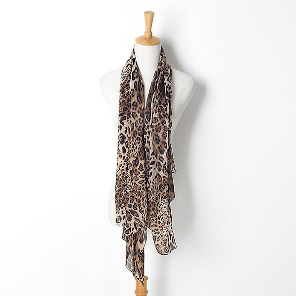 Damer Kvinder Mode Dyr Leopard Print Wraps Tørklæde Chiffon Sjal Stor Stole（Leopard2）