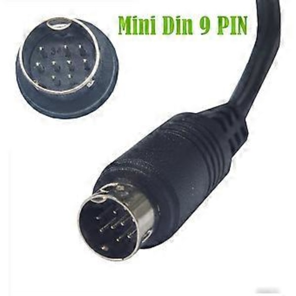 Mini Din 9Pin -sovitinkaapeli, erinomainen sähkönjohtavuus, 9-nastainen uros-uros-kaapeli mediakeskuksille ja vastaanottimille 1.8 meters single bend