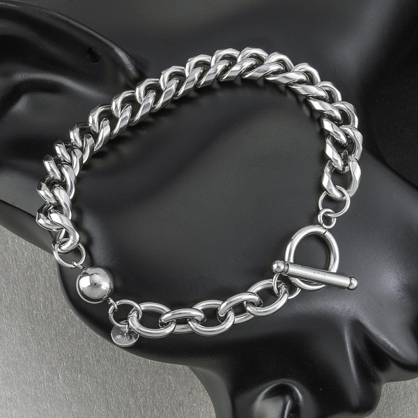 Rostfritt stål armband pärlstav smycken OT-knapp kvinnors koniska