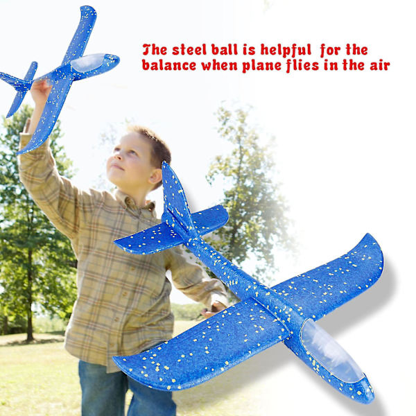 Flygande Mini Kast Glidflygplan Glänsande Natt Flygplan Leksak Hand Launch Flygplan Modell(röd)（Blå）