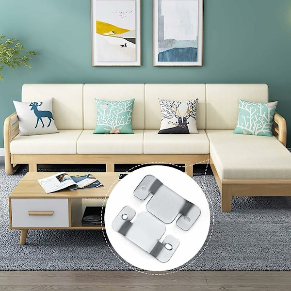 4 stk. modulært sofastik, højkvalitets metalsofaslås, til to-personers sofa (sort, stor)