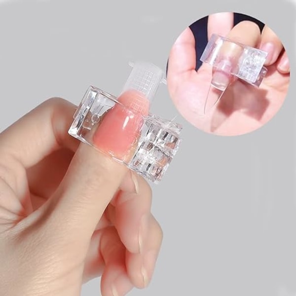 5 genomskinliga nagelnångar Kristall nagelklämma Nagelförlängningsklämma Nail Art Tool Clip Nagelnångare för Quick Gel