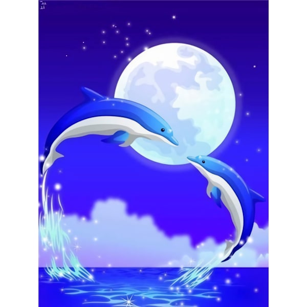 Målad 30*40cmure 5D Diamant Full Diamant Korsstygn(7)Delfin