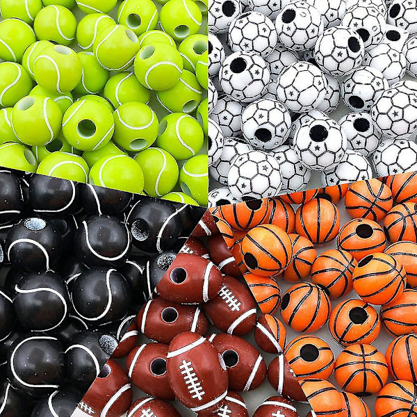 100 st DIY-prydnadstillbehör Akryl Pärlor Basketboll Perforerade Pärlor Sträng Pärlor
