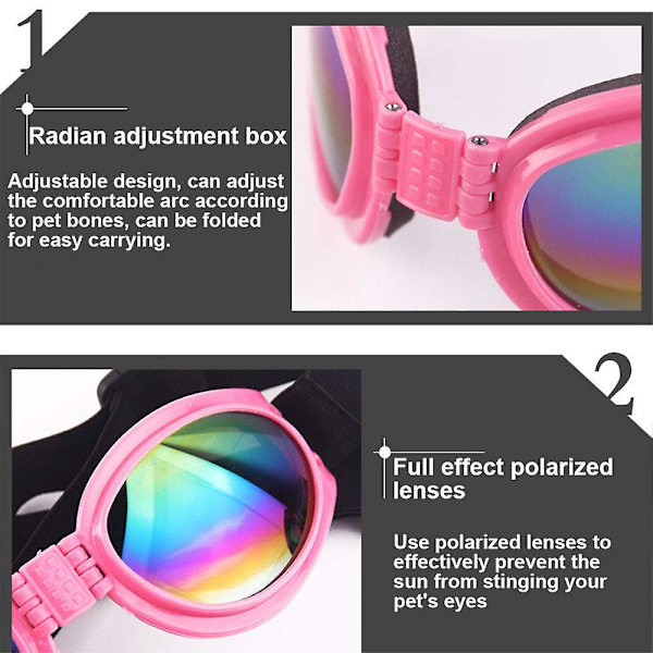 2 stk. Hunde Goggles, Justerbar Rem Hunde Goggles Øjenbeskyttelse Til Rejser Ski, Uv-beskyttelse Vandtæt（B）