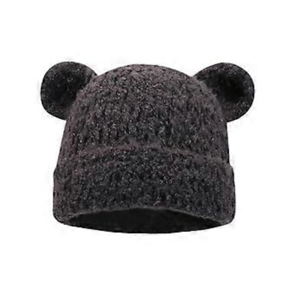 Karhun Korva Pipo Ulkoiluun, Muotonsa Säilyttävä Pehmeä Paksu Lämmin Pääkallopipo Talveen Syksyyn, Ihana Talvihattu Tummanharmaa Dark Grey