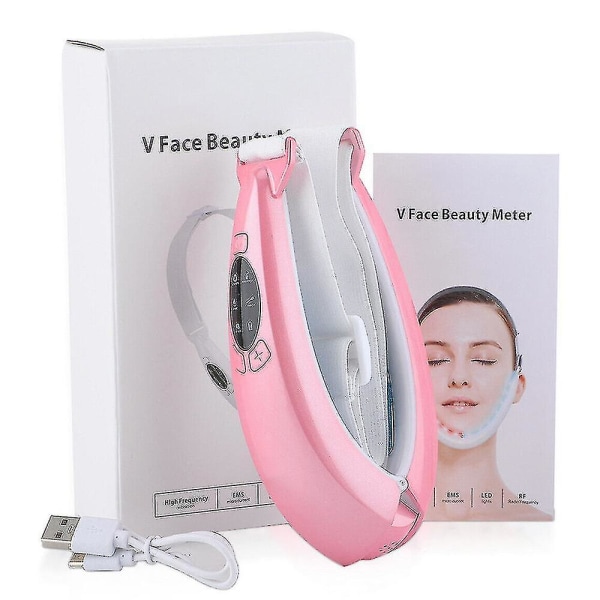 V-face Beauty Meter Shaping Massager Lifting Reduce Double Chin Slimming Pink