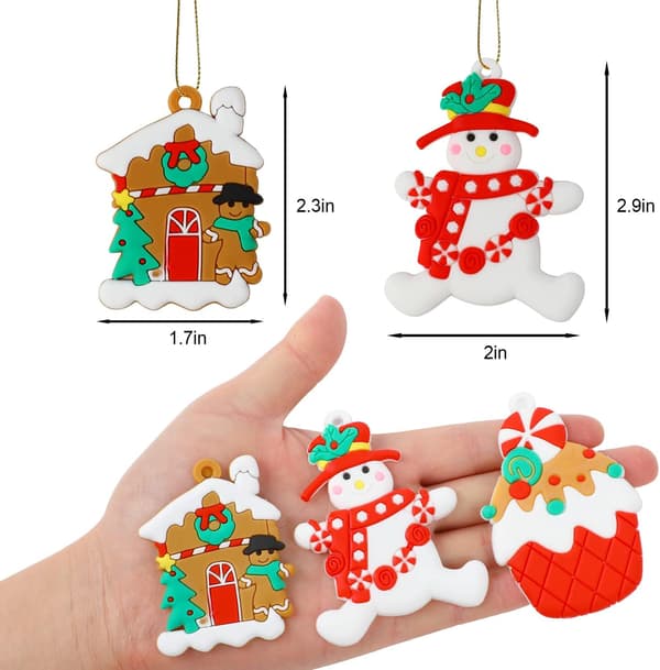 Julpepparkakspynt, 12-pack Blandade Tomte Snö