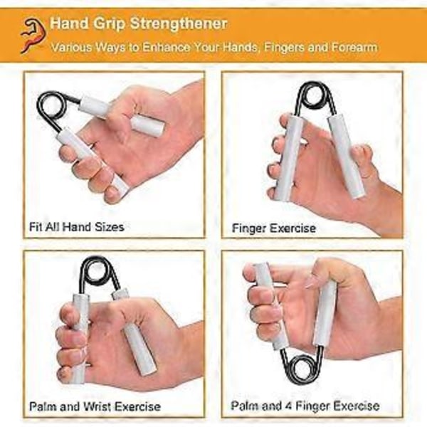 Håndgrepstrener Sklisikker Tung Griper, Finger Håndledd & Underarm Trener, Arm Muskelbygger, Metallgrepstyrke (1STK, Hvit)