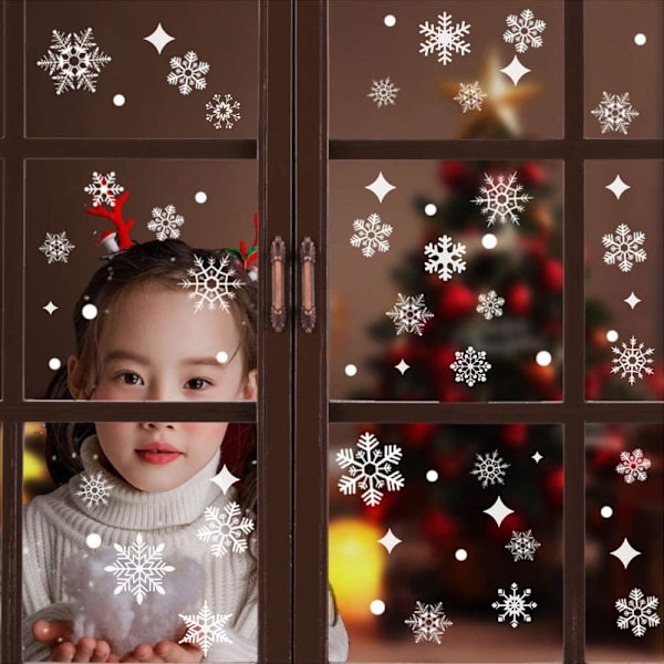 Jul fönsterdekaler, snöflingor juldekoration fönster
