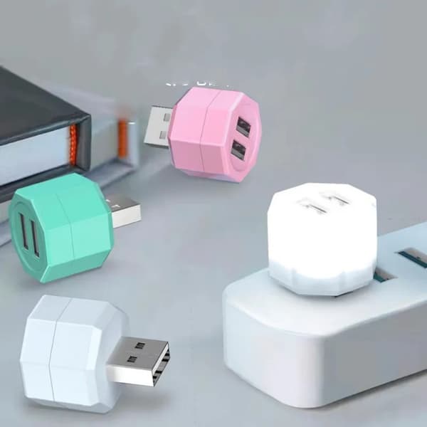 5 stk. LED USB stik natlys bærbar disklys 5V læselampe