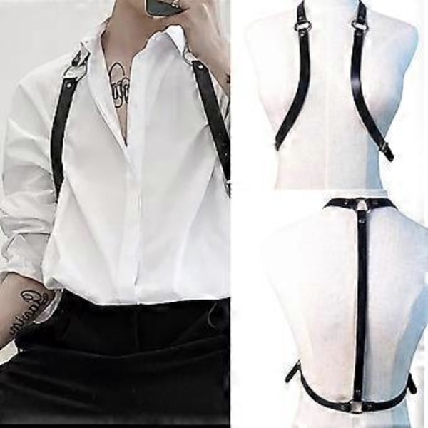 Rocker Body Accessories Punk-valjaat Miehille Goottilainen Rintaketju Body Chains Seksikkäät Riimuvaljaat Musta