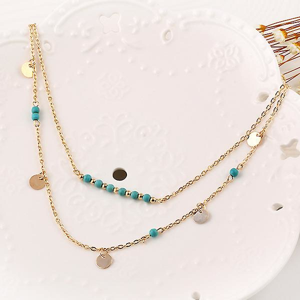 Kvinners Dame Mote Multilayer Choker Anheng Halskjede Jul Gave Boho Smykker（Gull）