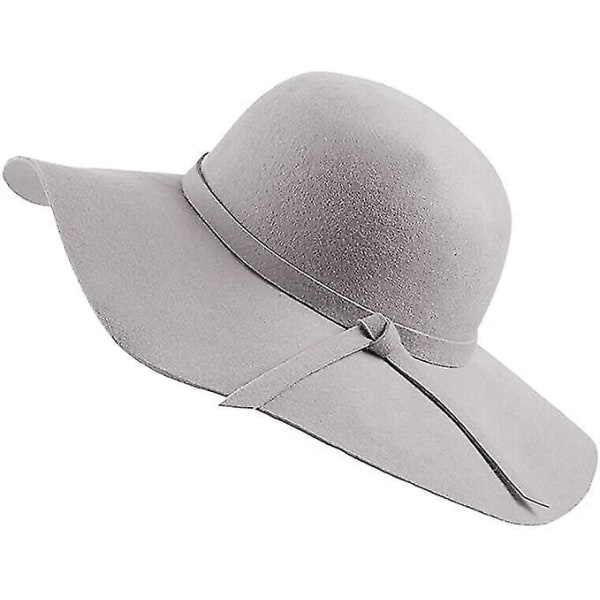 Bredskygget uldfilt bowler floppy hat