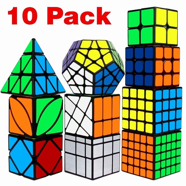 Speed Cube Sæt, magisk Cube Bundle 2x2 3x3 4x4 5x5 Pyramide - Puslespil Cube Legetøj Gaveæske med 10