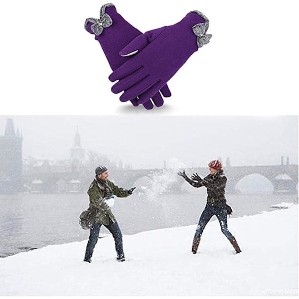 Damhandskar Söt Vacker Elastisk Vinter Varma Pekskärm Handskar