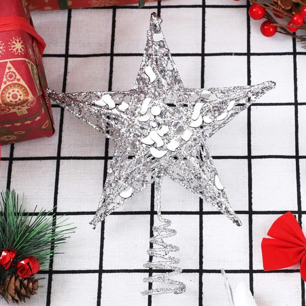Juletræstop pynt sølv, 23 * 20 * 5cm metal glitter