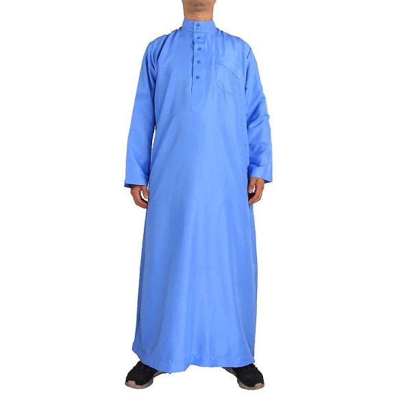 Mäns islamisk saudisk muslimsk lång kappa Dubai arabisk tunika topp blus Thobe Kaftan kläder（56(M)）