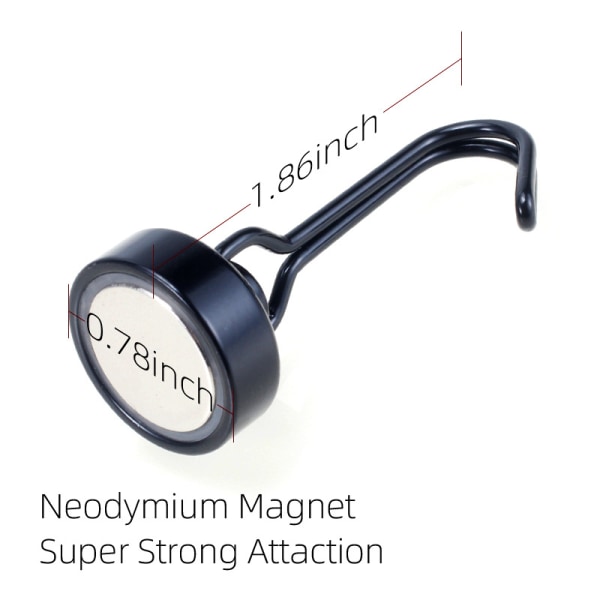 Set med 6 magnetiska kylkrokar 15 kg Kraftfull neodymmagnet Kraftfull vridbar magnetkrok för köksbadrumsnyckelskåp (A-svart)