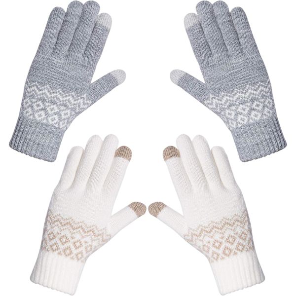 2 par kvinders handsker vinter varme touch screen handsker bløde strik