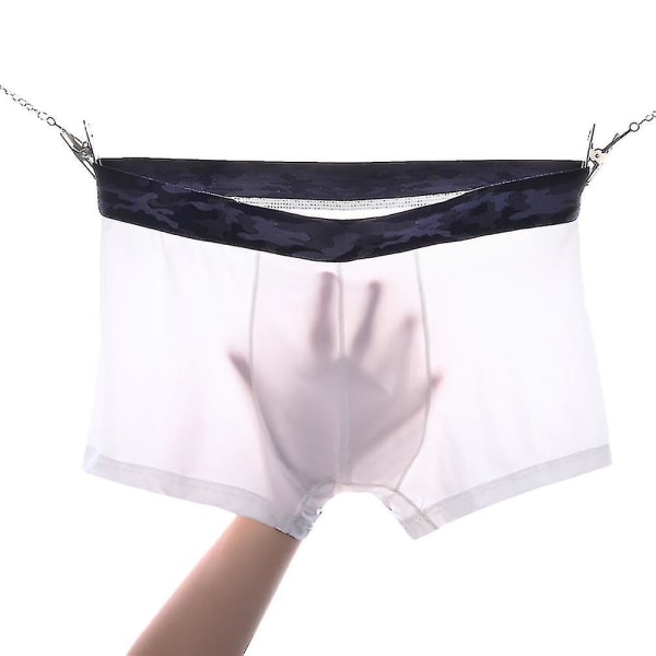 Herrboxershorts, ultratunna andningsbara is-silke sömlösa boxershorts (vita)