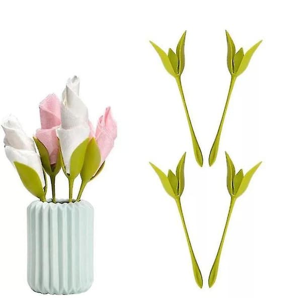Rull Blomsterserviettholder Bloom Serviettholder for Borddekorasjon（4 stk）