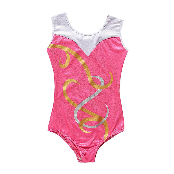 Flickor Ärmlös Danskläder Gymnastik Trikå Balett Trikåer（5-6Y Rosa）