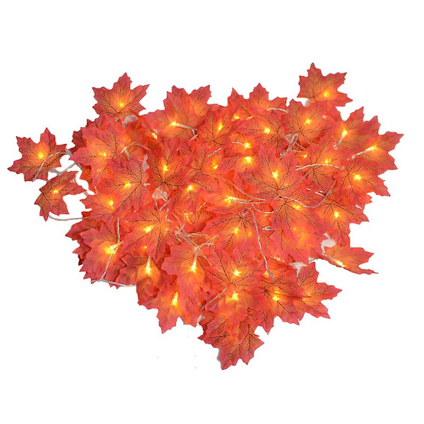 Ljusdekoration med fallande lönnlöv, 3 m, 20 LED, konstgjord höstgirlang, ljusslinga, fe-ljus