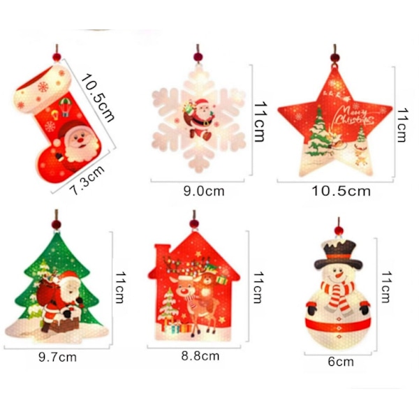 6 LED julgransljus, tomte lykta krans, tomte,