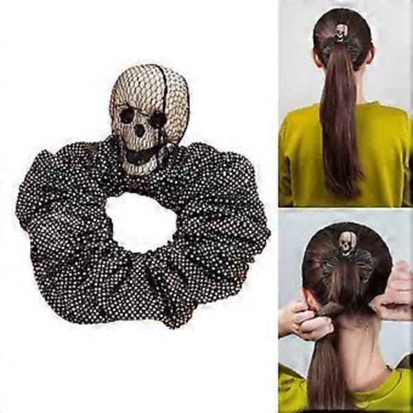 Punk-pääkallokuminauhat Cool Dark -sarjan hiuslenkit joustava hiusnauha Halloween-teemainen kuminauha festivaaliasusteet musta