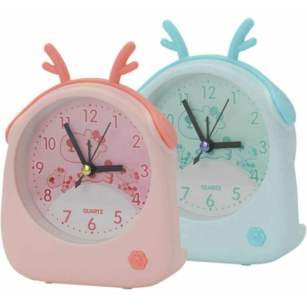 2-pack barnklocka, söt tecknad sängklocka högt alarm