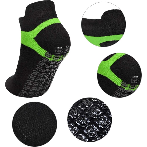 Yogasockor för kvinnor, halkfria, bomull, 4 par, Pilates-sockor med anti-halk