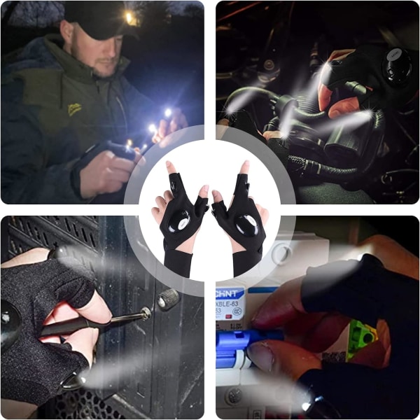 LED-handskar för män - Handskar med vattentäta lampor Fisketillbehör