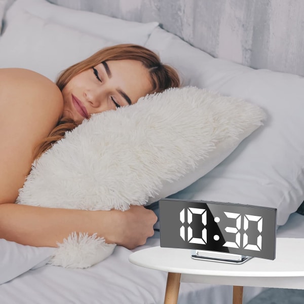 Digital väckarklocka för sovrum 7'' Spegelskärm LED 2 Ljusstyrka