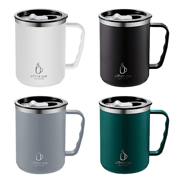Rustfritt stål kaffekopp krus med lokk isolert kaffekrus dobbelt vegg