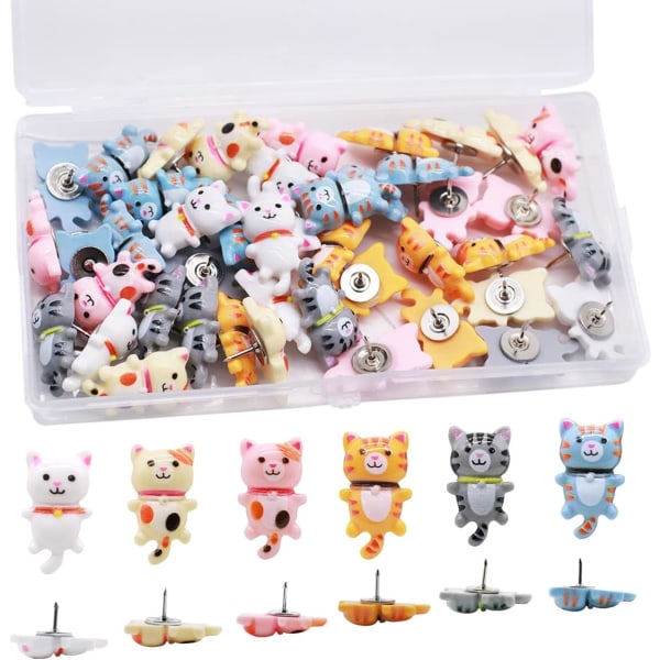 50 STK Cat Pushpins, Tegning Pushpin, Colored Pushpins, Dekorative