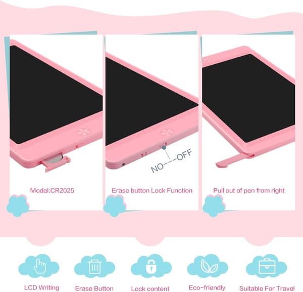Farverig LCD skrivetablet 8,5 tommer, børns tegnetablet til