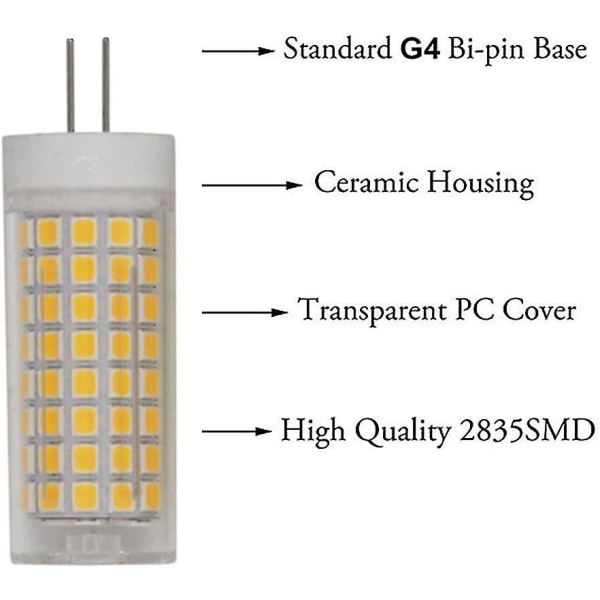 10w dæmpbar G4 LED-pære (svarende til udskiftning af 100w halogenlampe) Varm hvid LED-majspære 3000k, Velegnet til familiens stue og soveværelse