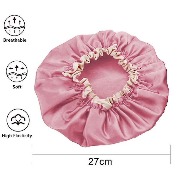 3-pack satin silkesmössa sovmössa extra stor jumbo dag- och nattmössa röd bönpasta rosa