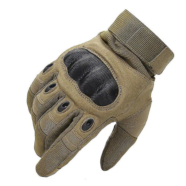 Taktiska handskar, Militärhandskar med pekskärm med hård knoge för jakt Skytte Fotvandring Airsoft Camping Paintball Army Training（L Brown）