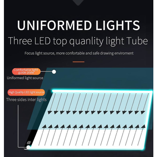 A4 USB-ritplatta, laddningsbar LED-platta för animeringsritning