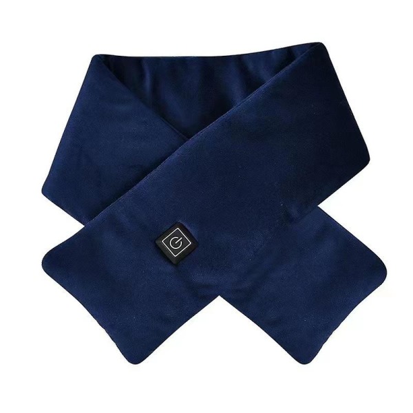 Uppvärmd halsduk, justerbar värmesjal USB uppvärmda halsdukar, varmt och varmt kompressbälte (vibrationsmörkblått)