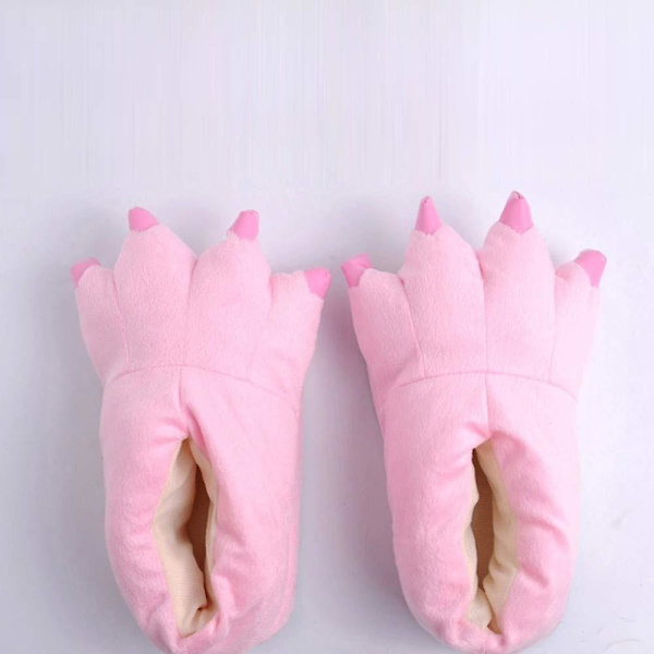 Unisex tofflor Monster Claw Novelty Plush Paw Varm Mjuk Bomull Djur Fantasy Cosplay Kostym Skor Höst Vinter Inomhus（L Rosa）