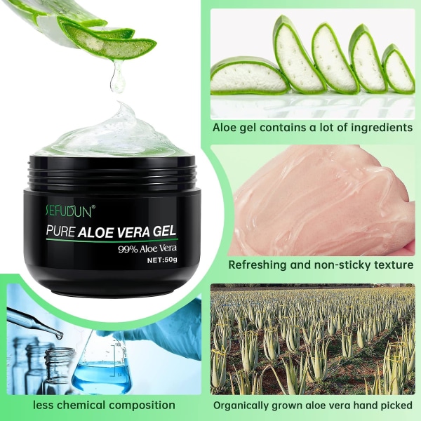 Aloe Vera Gel, Pure Aloe Vera Gel Ekologisk 100 procent naturlig  fuktighetskräm för ansikte, hår och kropp, Aloe Vera kräm för lugnande och  återfuktande, sola ac25 | Fyndiq