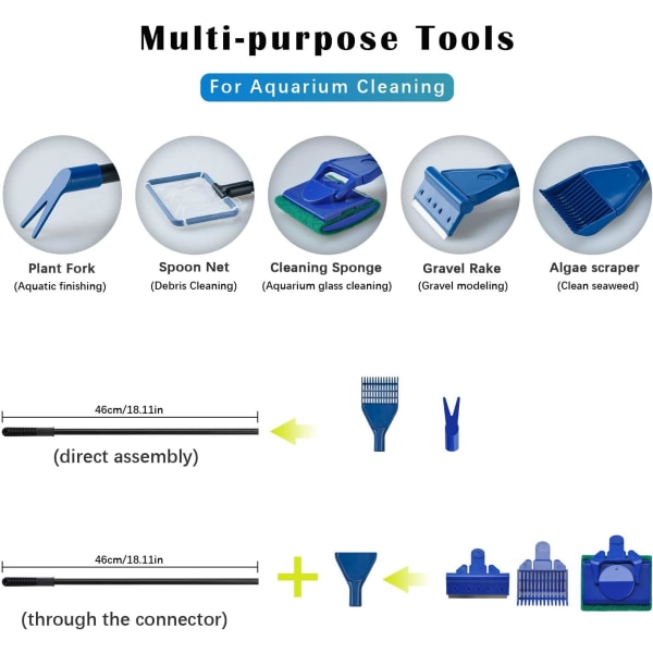 Akvarie Rengjøringssett Tilbehør Fisk Skrape Akvarium