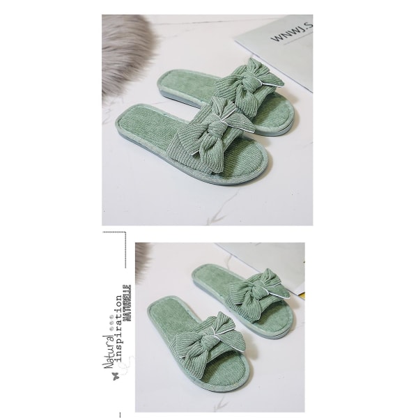 Kordfløyel Sløyfe Plysj Slides Hjemmesko For Kvinner Slip On Memory Foam Sandaler Tøfler Åpne Tå Tøfler Kvinner Flat Spa Slides Tøfler Hus Sh