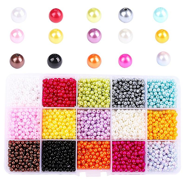 1500 st 6 mm färgade runda glaspärlor