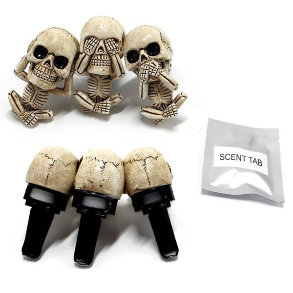 Ghost Head Car Vent Clip, 3st Skull Car Air Freshener Vent Clip Charm Gothic Skull Car Air Outlet Freshener Skräck